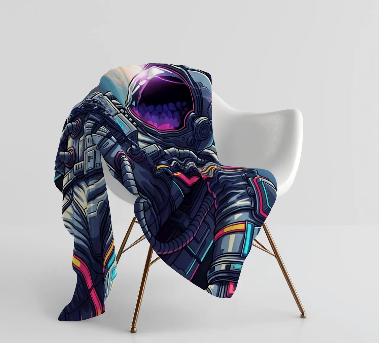 Astronaut floating in space fleece blanket by Lembayung art