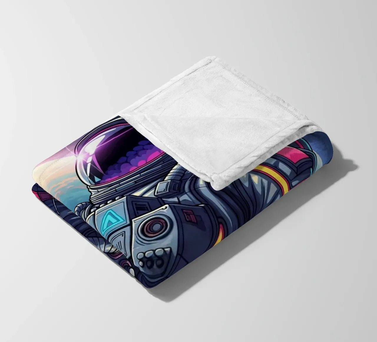 Astronaut floating in space fleece blanket by Lembayung art