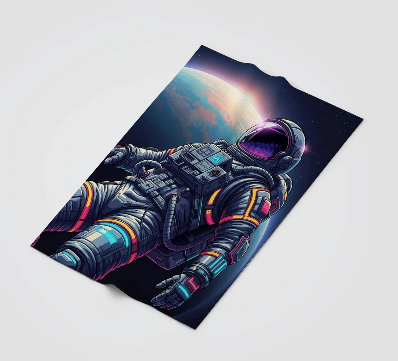 Astronaut floating in space fleece blanket by Lembayung art