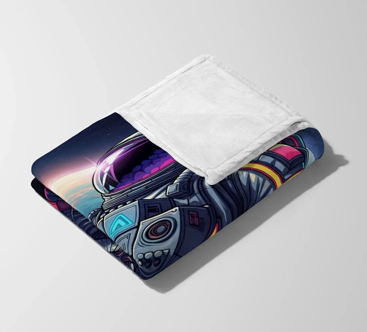 Astronaut floating in space fleece blanket by Lembayung art