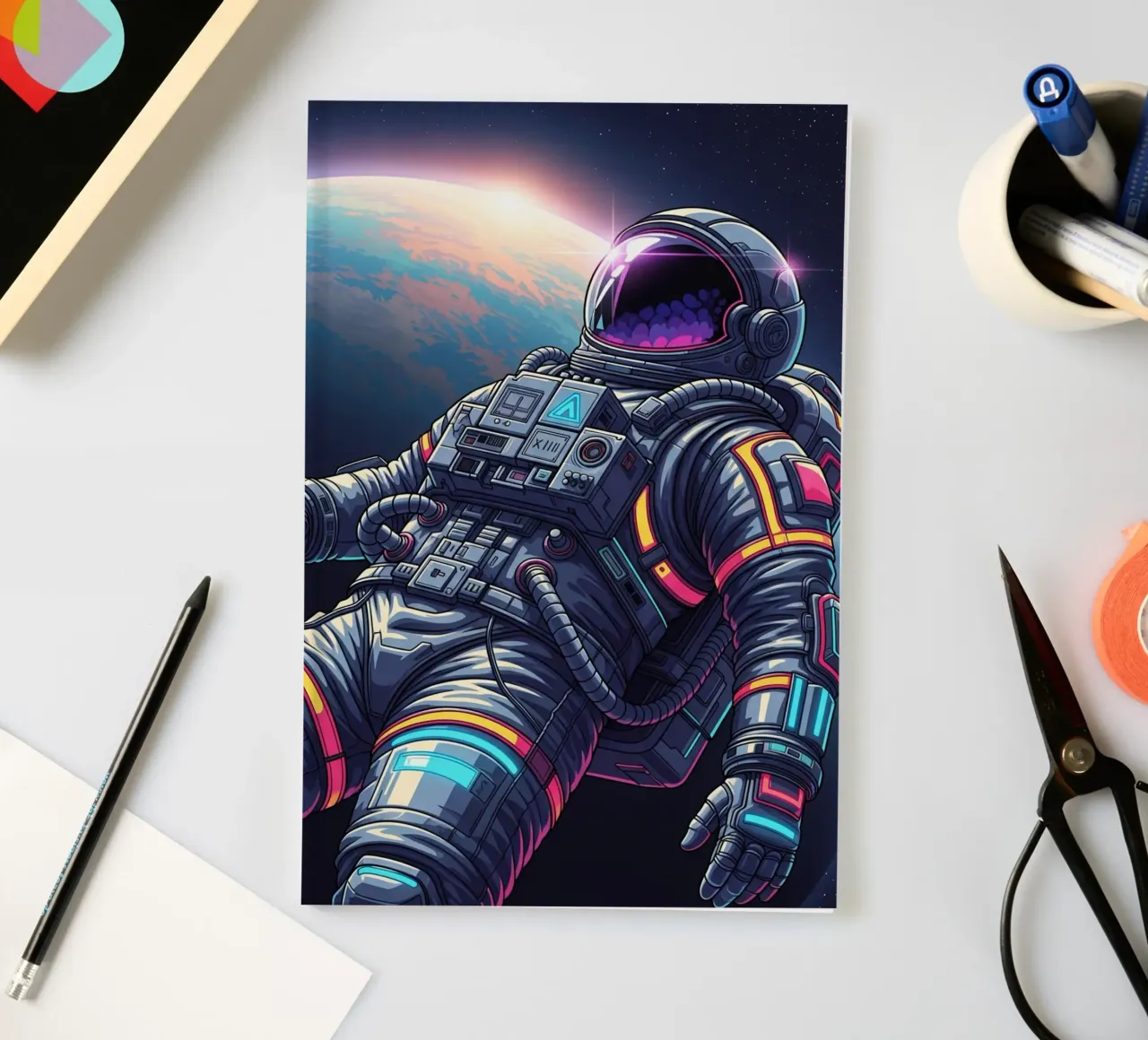 Astronaut floating in space notebook by Lembayung art