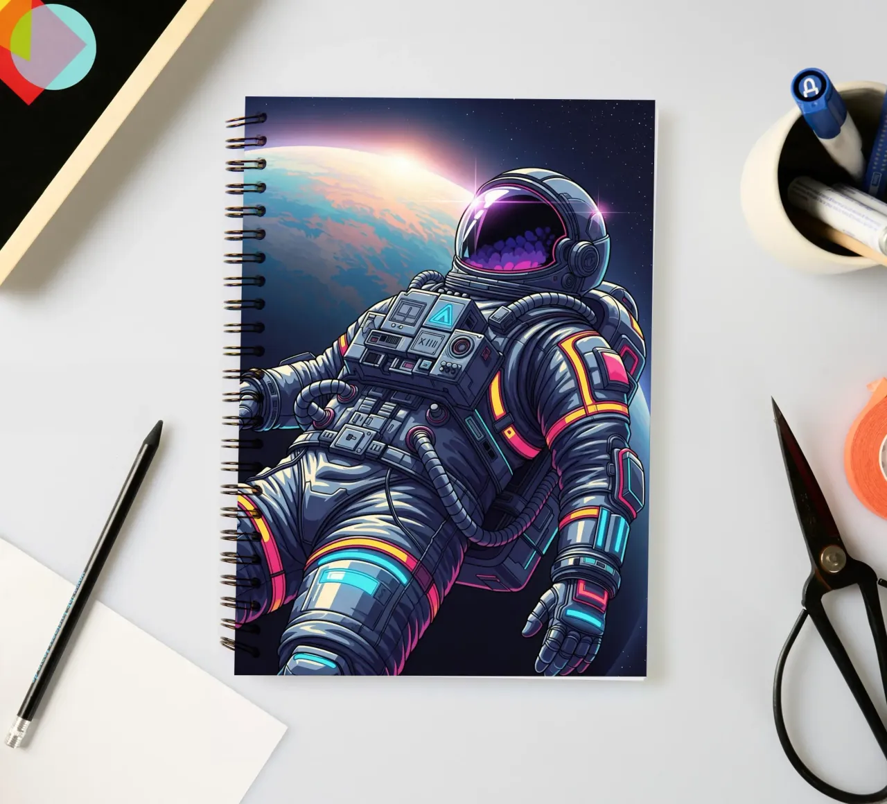 Astronaut floating in space spiral notebook by Lembayung art