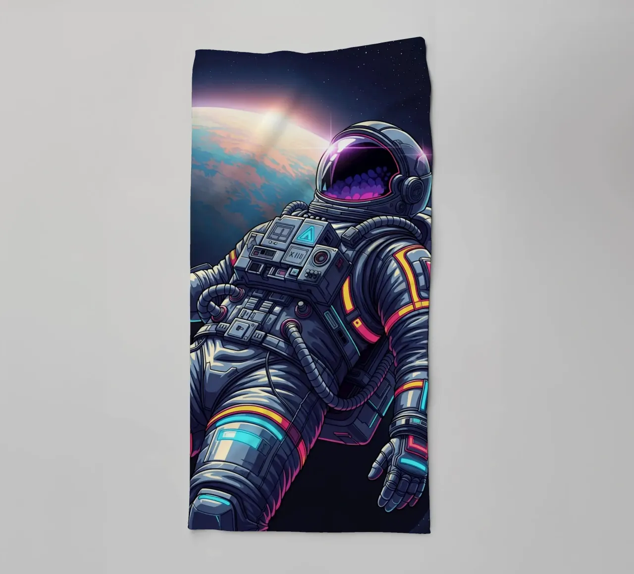 Astronaut floating in space towel by Lembayung art