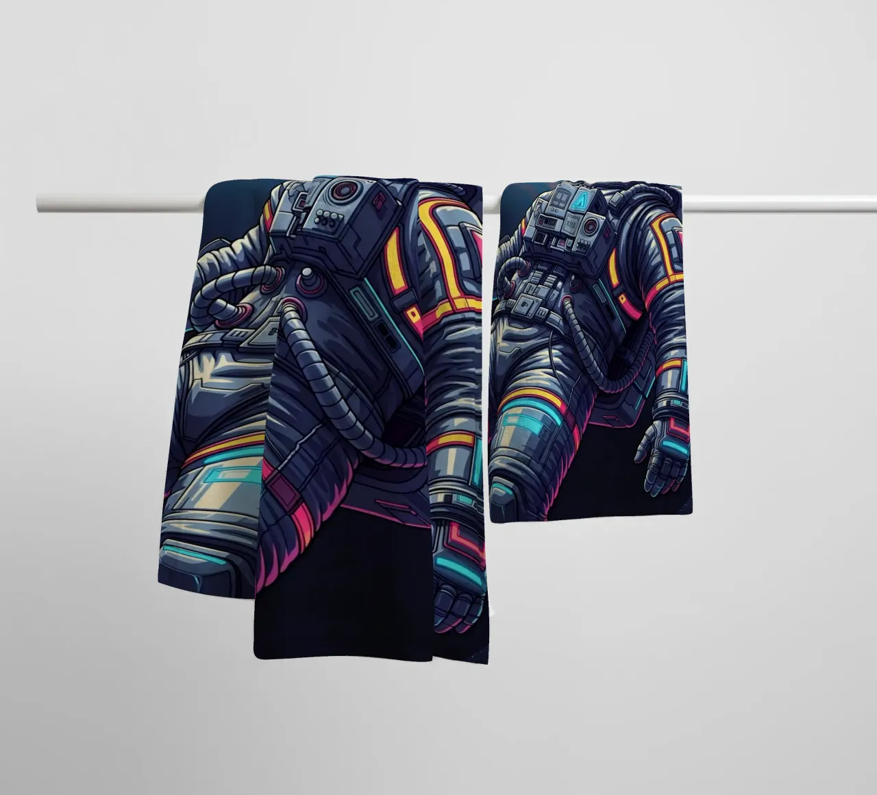 Astronaut floating in space towel by Lembayung art