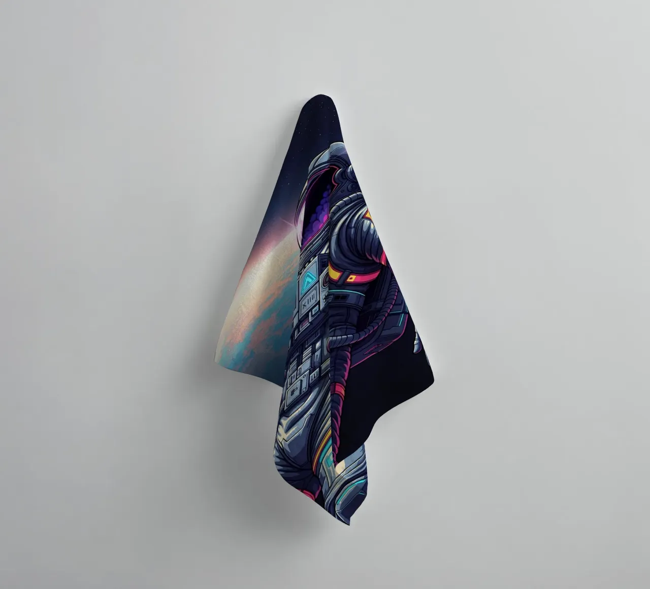 Astronaut floating in space towel by Lembayung art