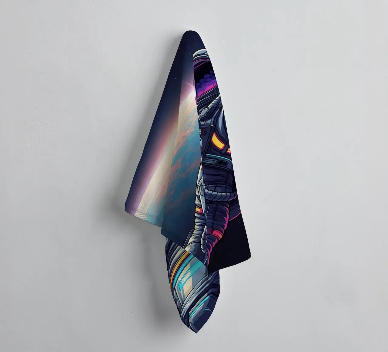Astronaut floating in space towel by Lembayung art