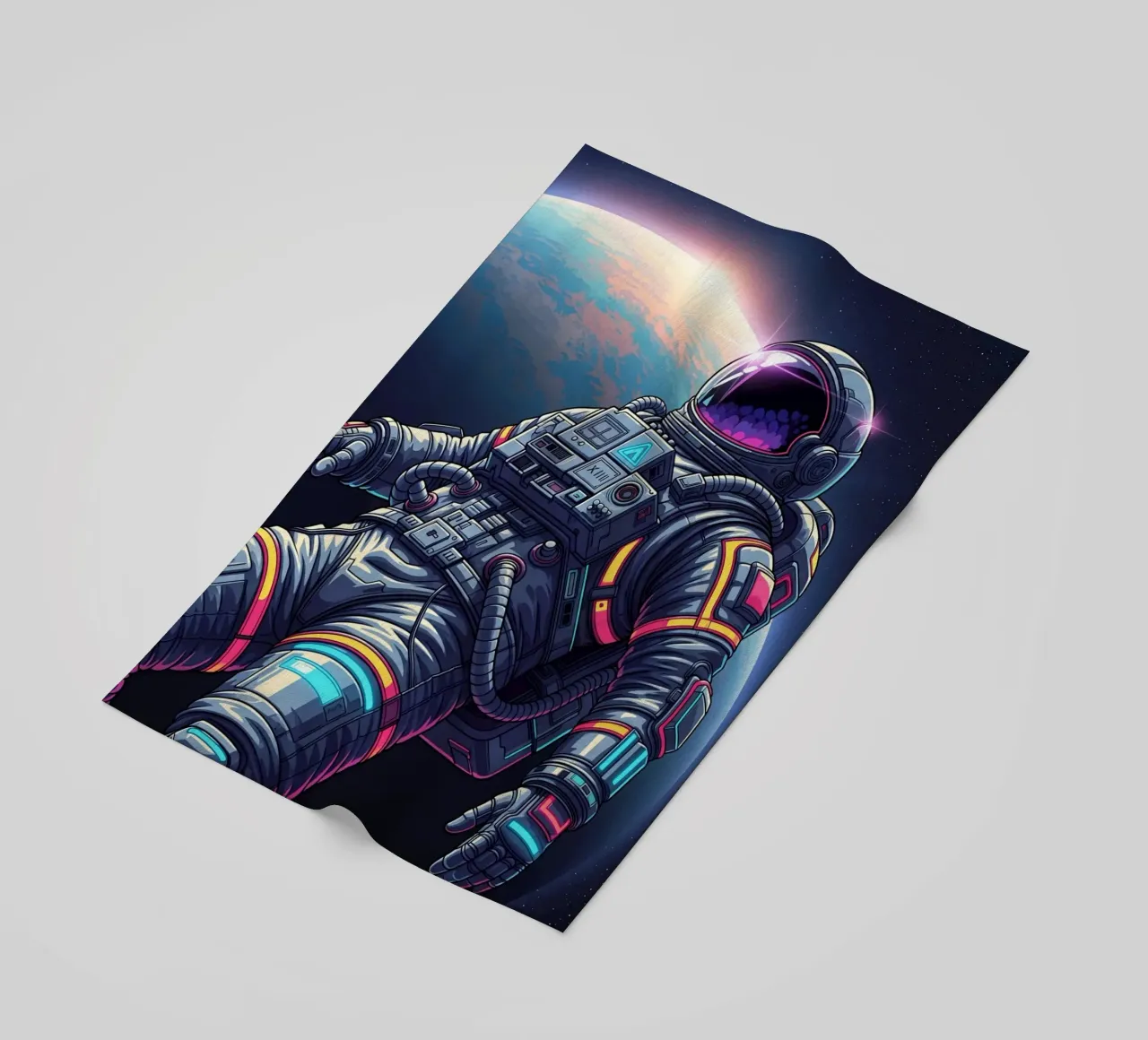 Astronaut floating in space beach towel by Lembayung art
