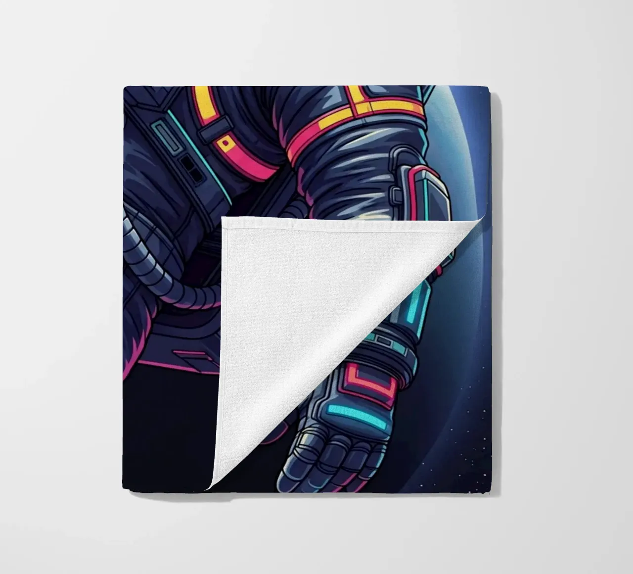 Astronaut floating in space beach towel by Lembayung art