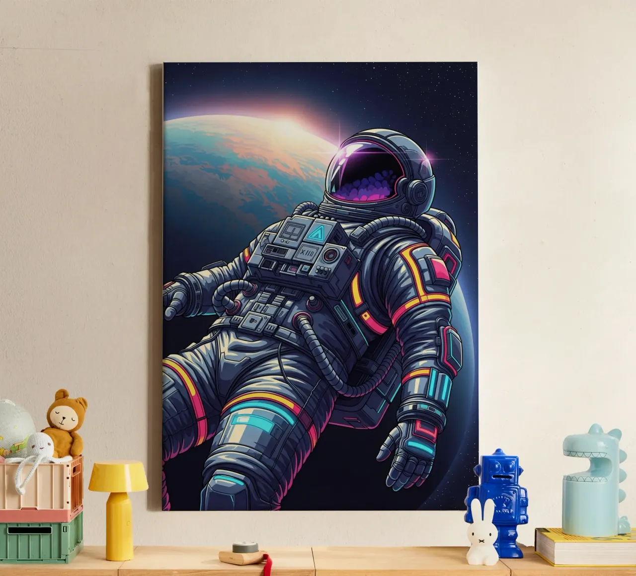 Astronauta che fluttua nello spazio tela con Cornice a cassetta da Lembayung art