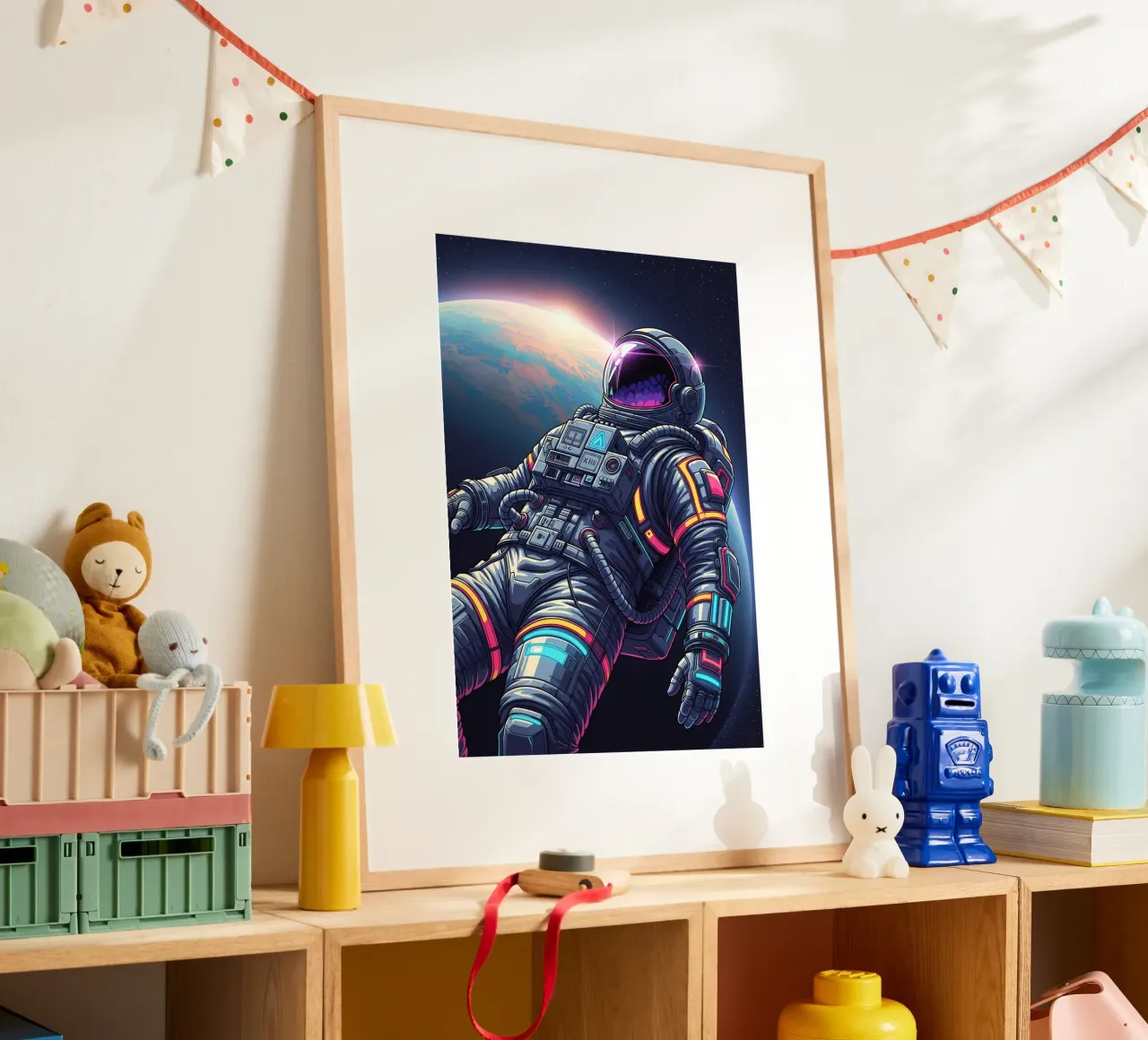 Astronauta flotando en el espacio poster con marco de aluminio de Lembayung art