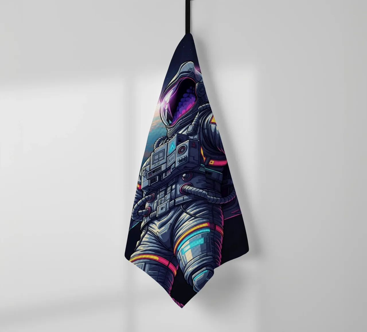Astronaut floating in space tea towel by Lembayung art
