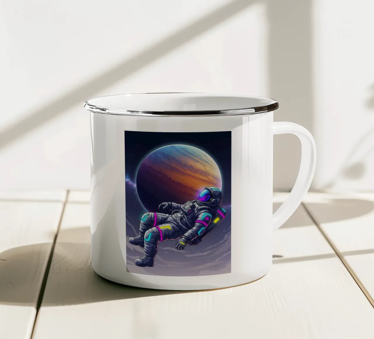 Gli astronauti si rilassano tazza in smalto da Lembayung art