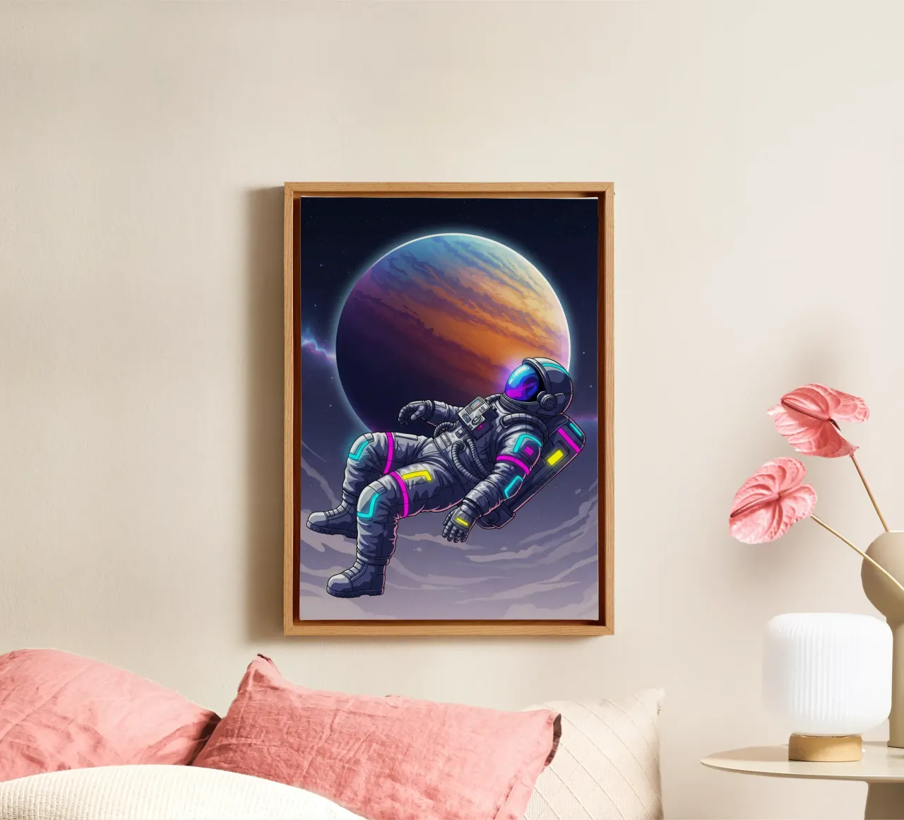 Gli astronauti si rilassano tela con Cornice a cassetta da Lembayung art