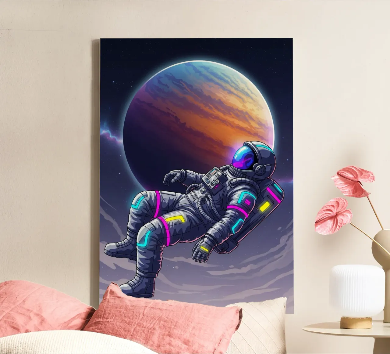 Gli astronauti si rilassano tela con Cornice a cassetta da Lembayung art