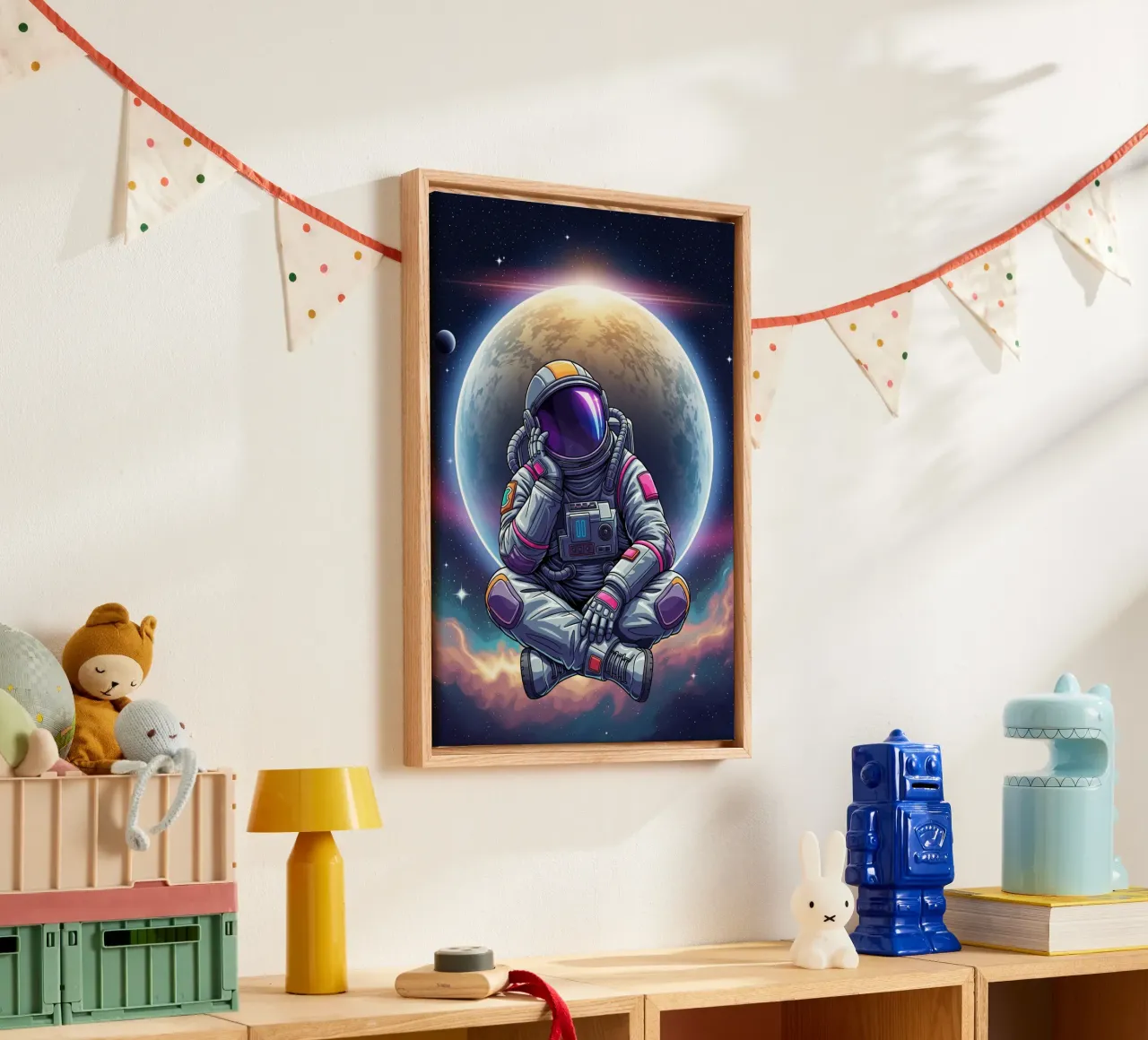 astronaut is aan het dagdromen canvas met Baklijst van Lembayung art