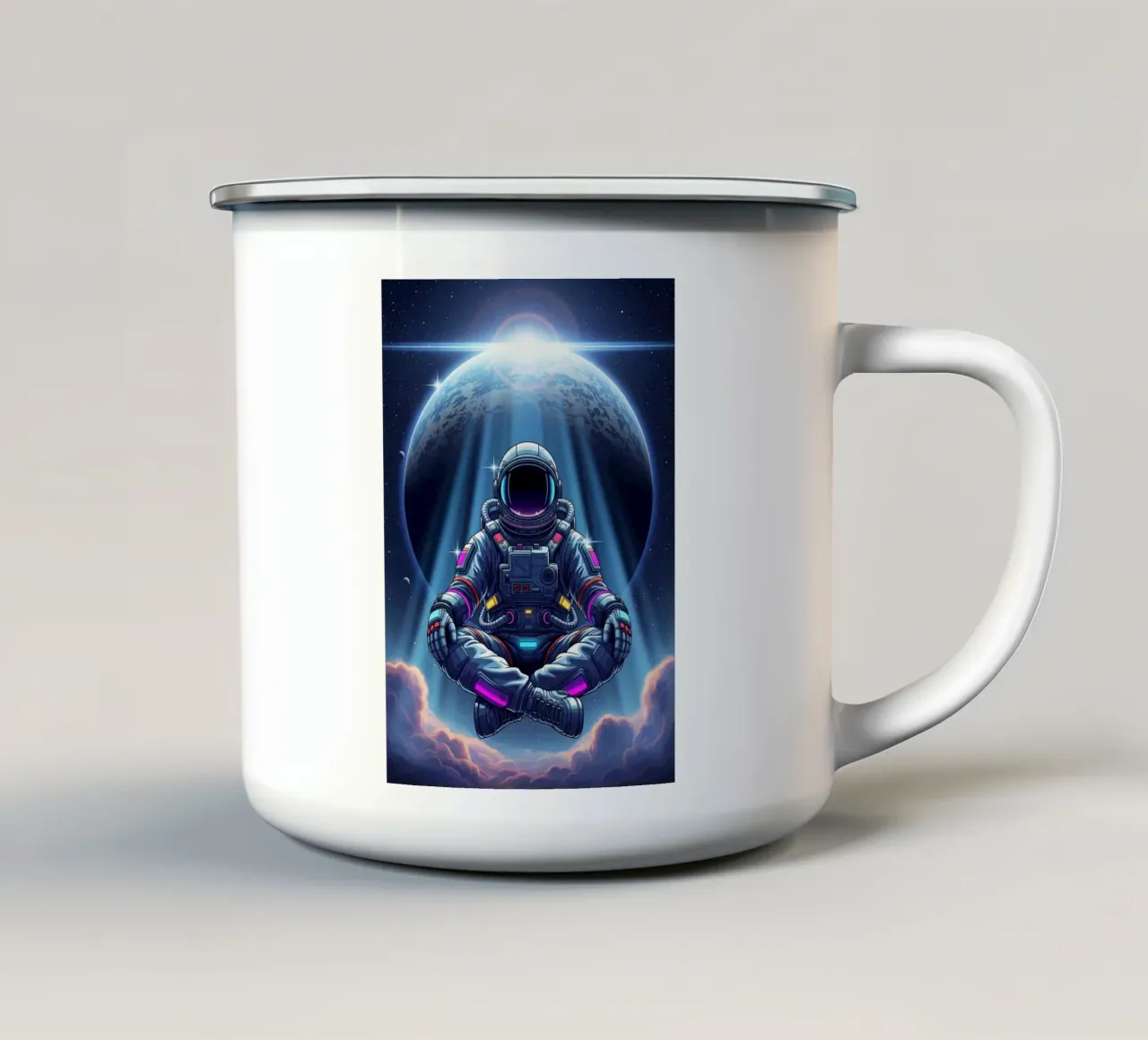 Meditazione - Astronauta tazza in smalto da Lembayung art