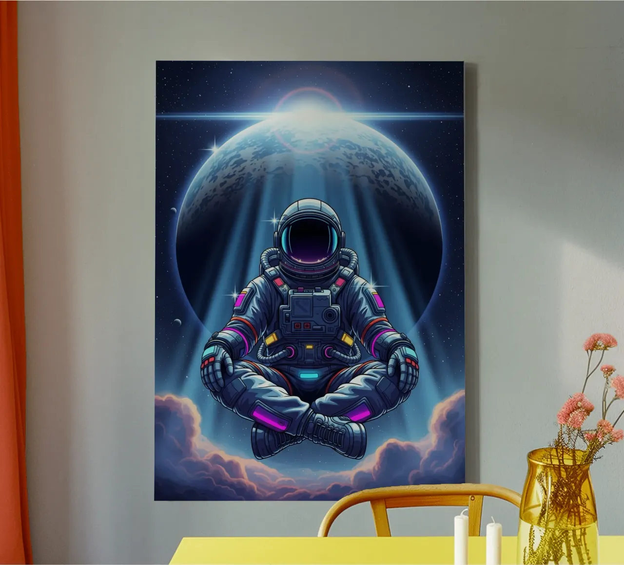 Meditatie - Astronaut canvas met Baklijst van Lembayung art