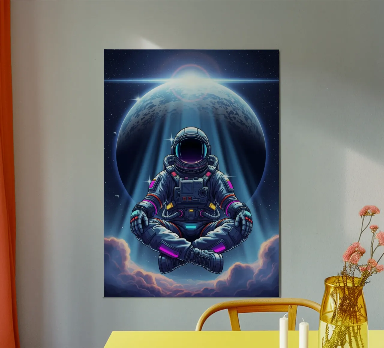 Meditazione - Astronauta poster con telaio in alluminio da Lembayung art