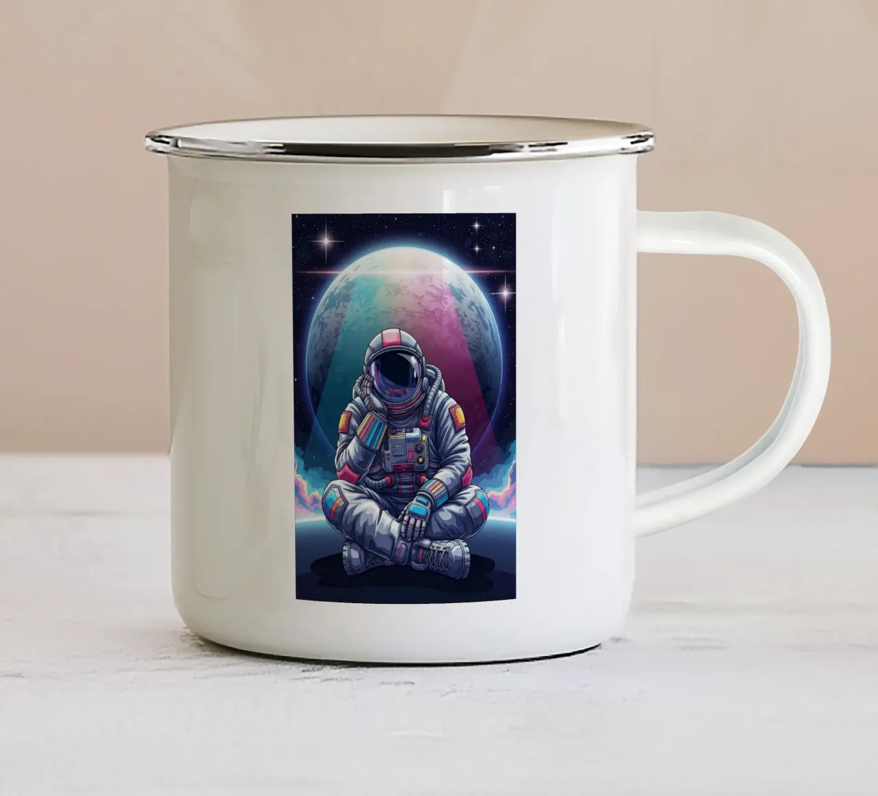 L'atronauta sta sognando ad occhi aperti tazza in smalto da Lembayung art