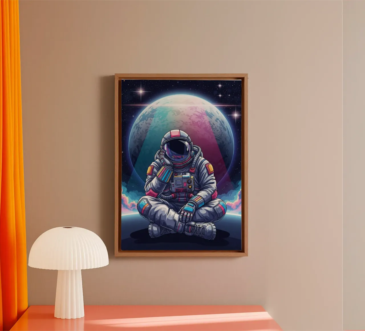 Atronaut is aan het dagdromen canvas met Baklijst van Lembayung art