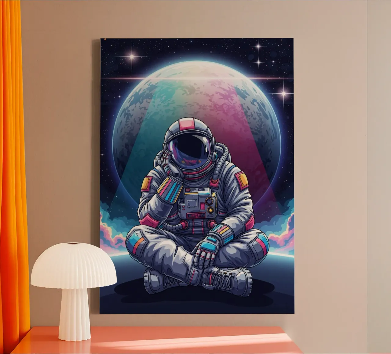 Atronaut is aan het dagdromen canvas met Baklijst van Lembayung art