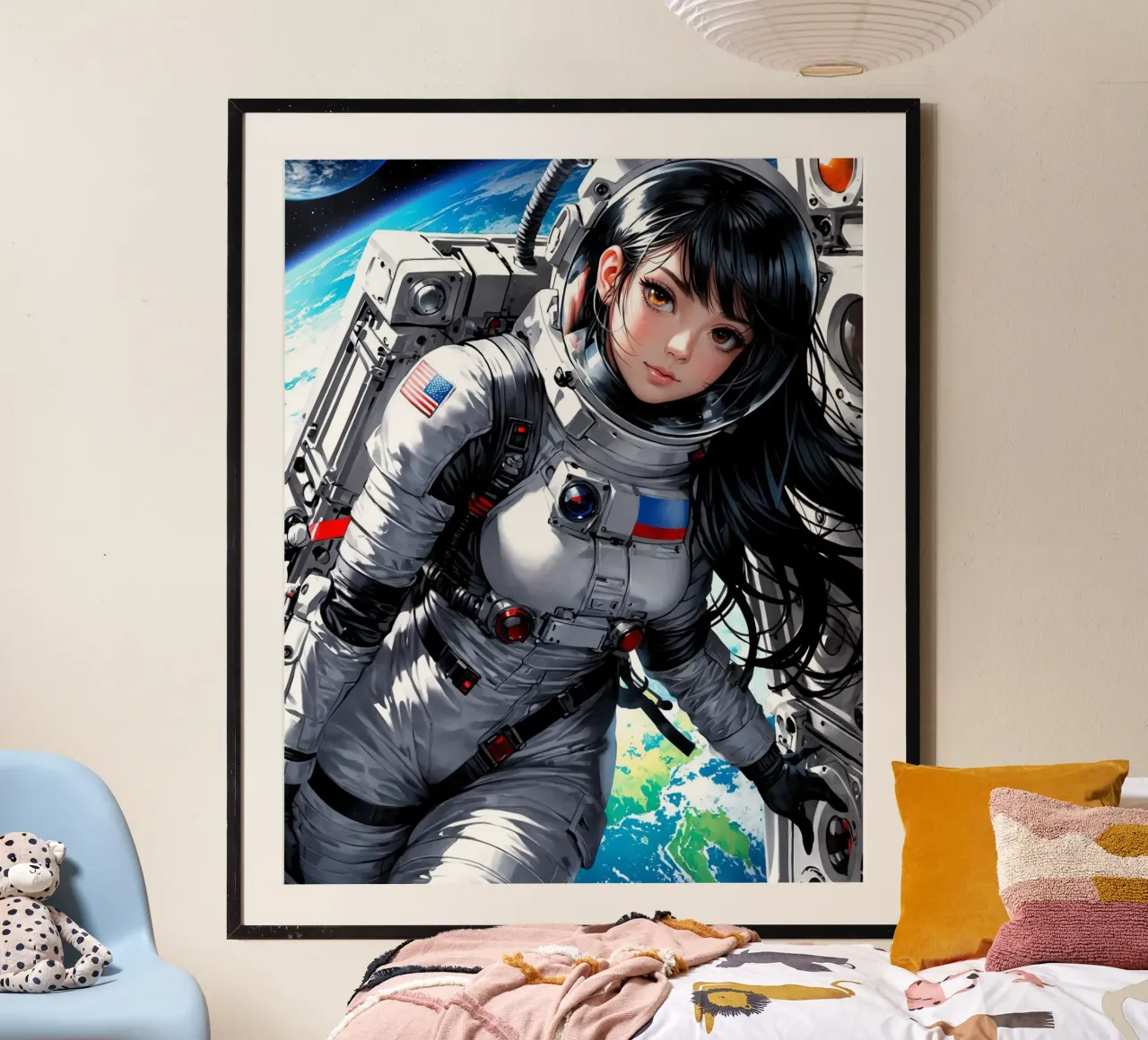 Carino Anime ragazza astronauta poster da Voxel Visionaries