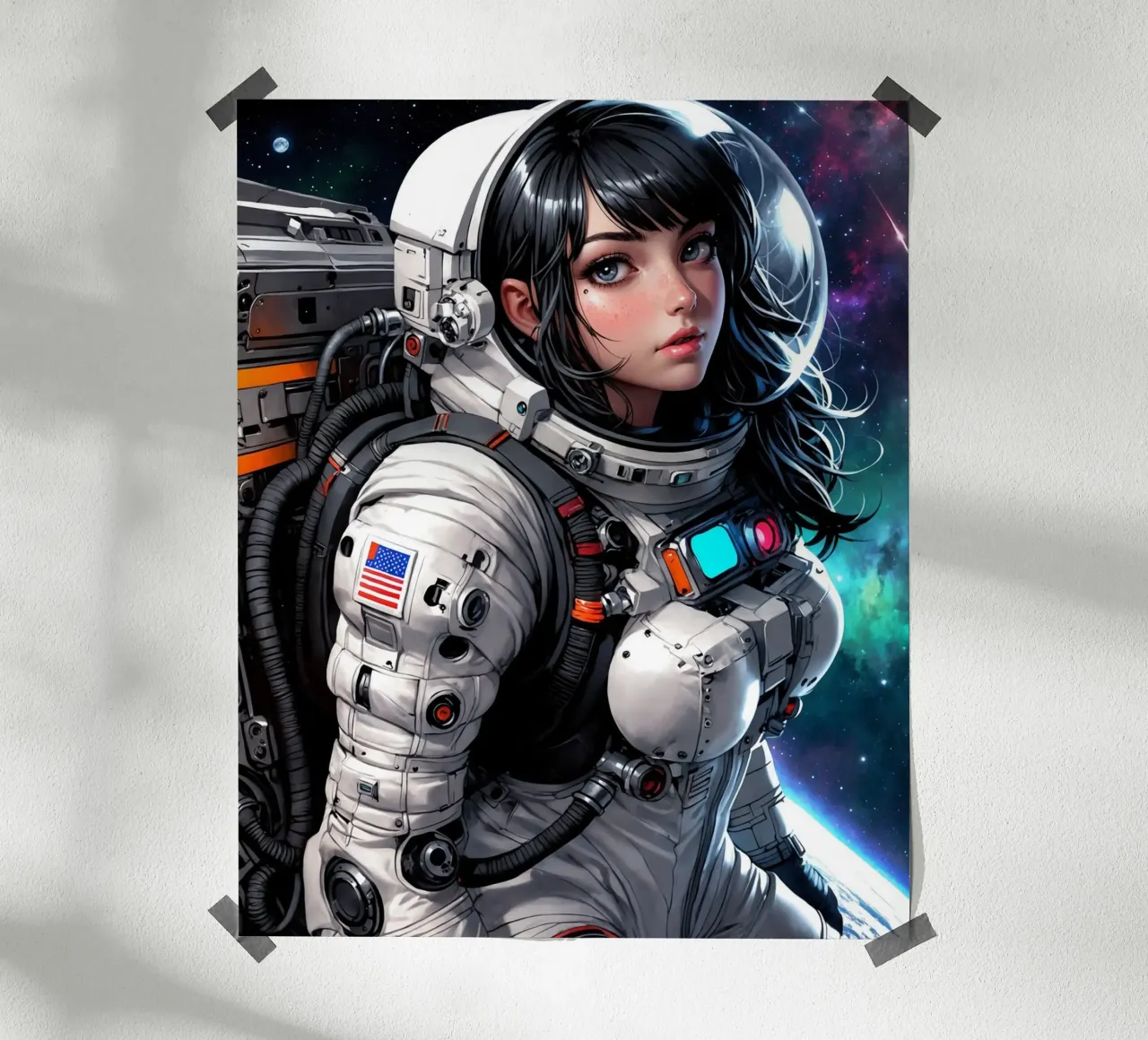 Carino Anime ragazza astronauta poster da Voxel Visionaries
