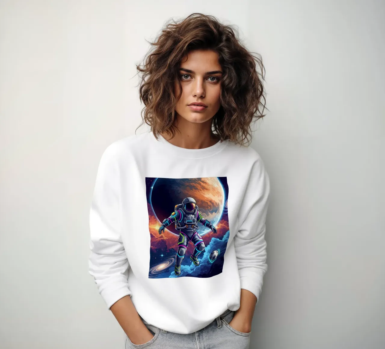 Astronauta che gioca a calcio felpa da Lembayung art