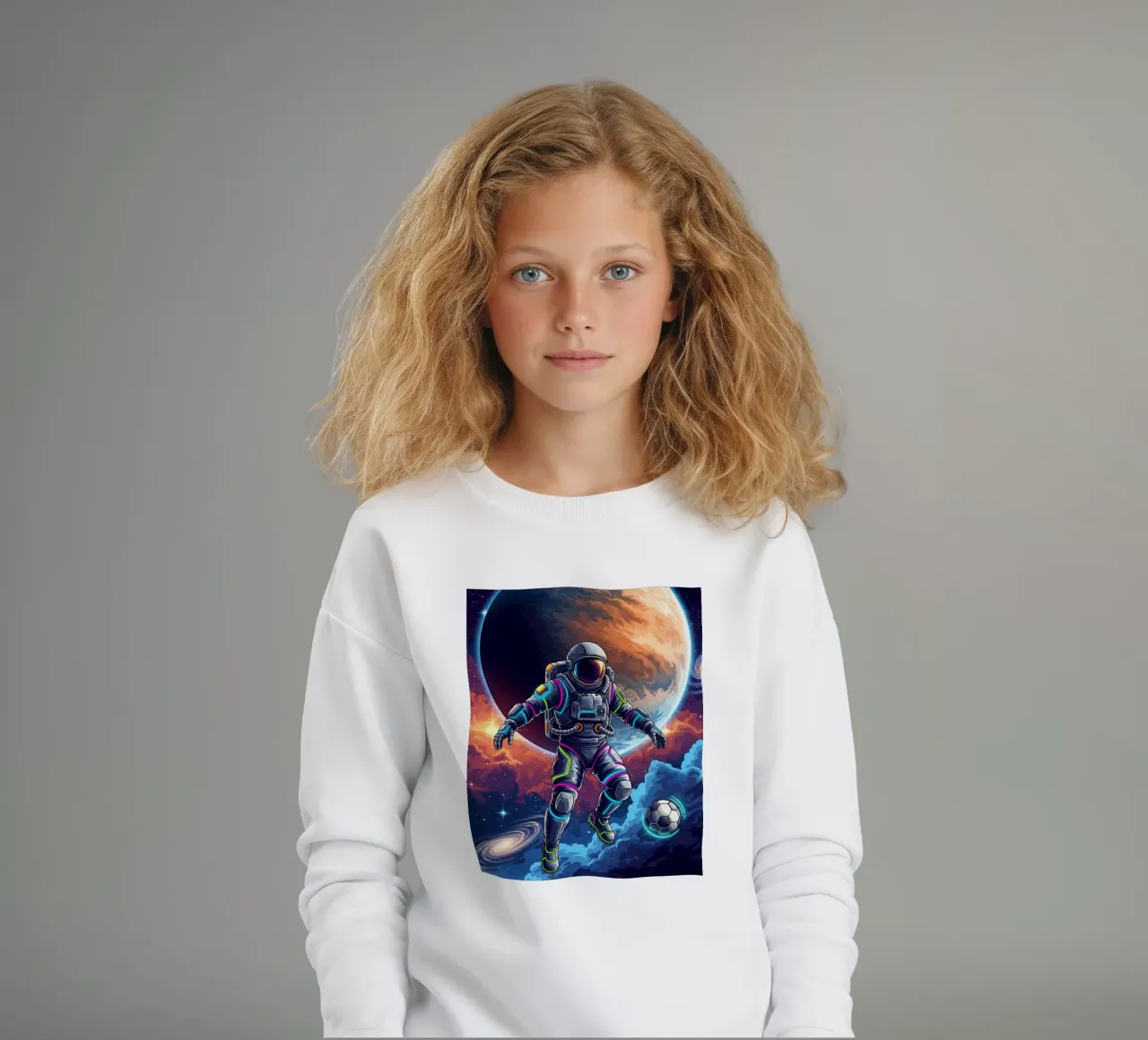 Astronauta che gioca a calcio felpa bambino da Lembayung art