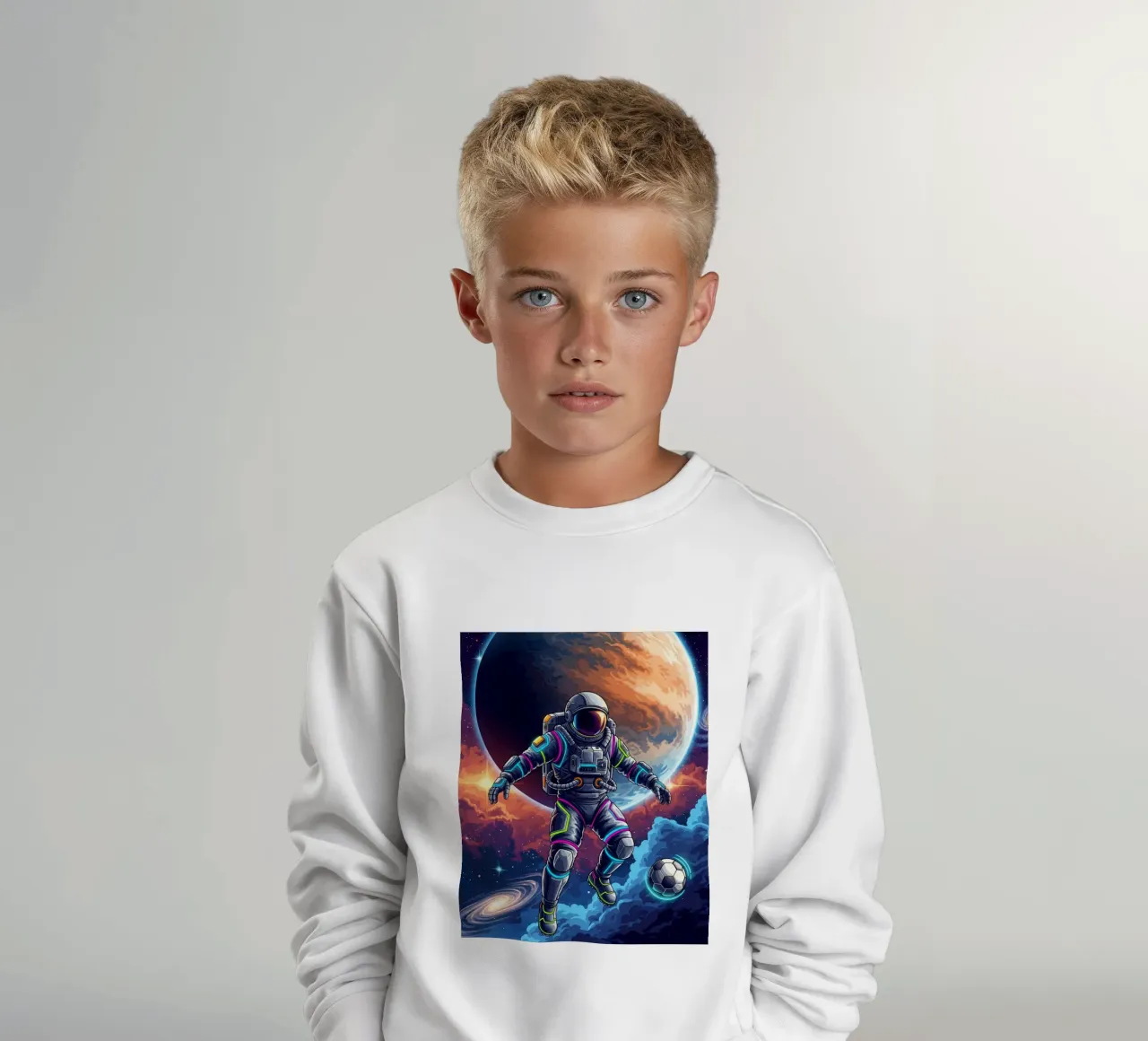 Astronauta che gioca a calcio felpa bambino da Lembayung art