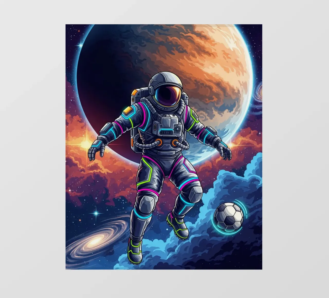 Astronauta che gioca a calcio pellicola backlit da Lembayung art
