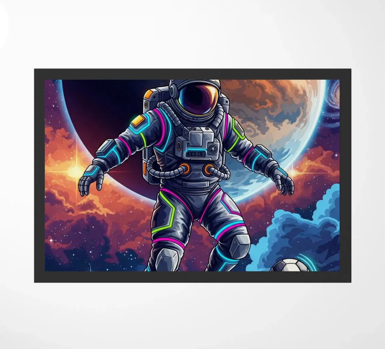 Astronauta che gioca a calcio zerbino da Lembayung art