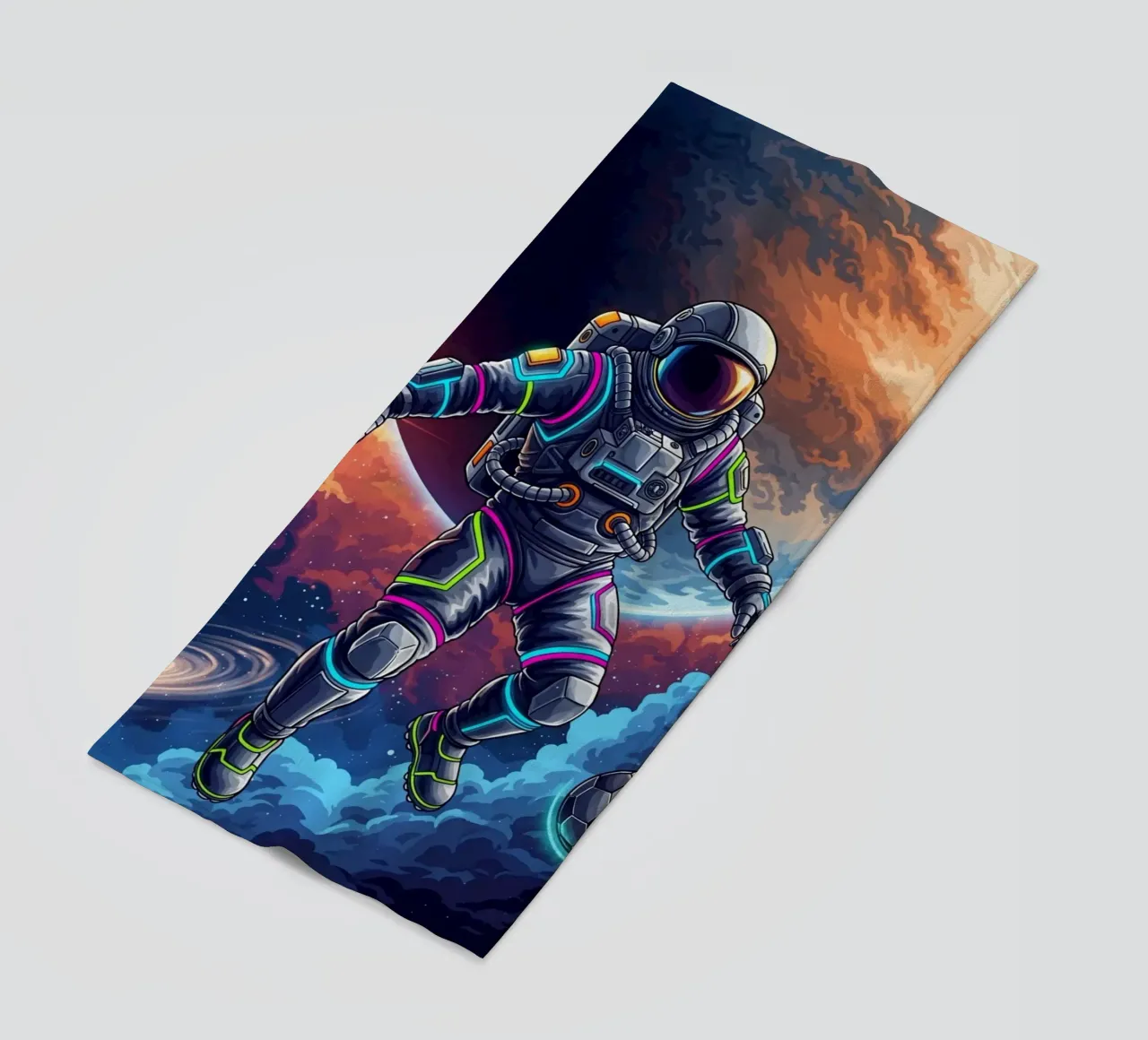 Astronauta che gioca a calcio telo mare da Lembayung art