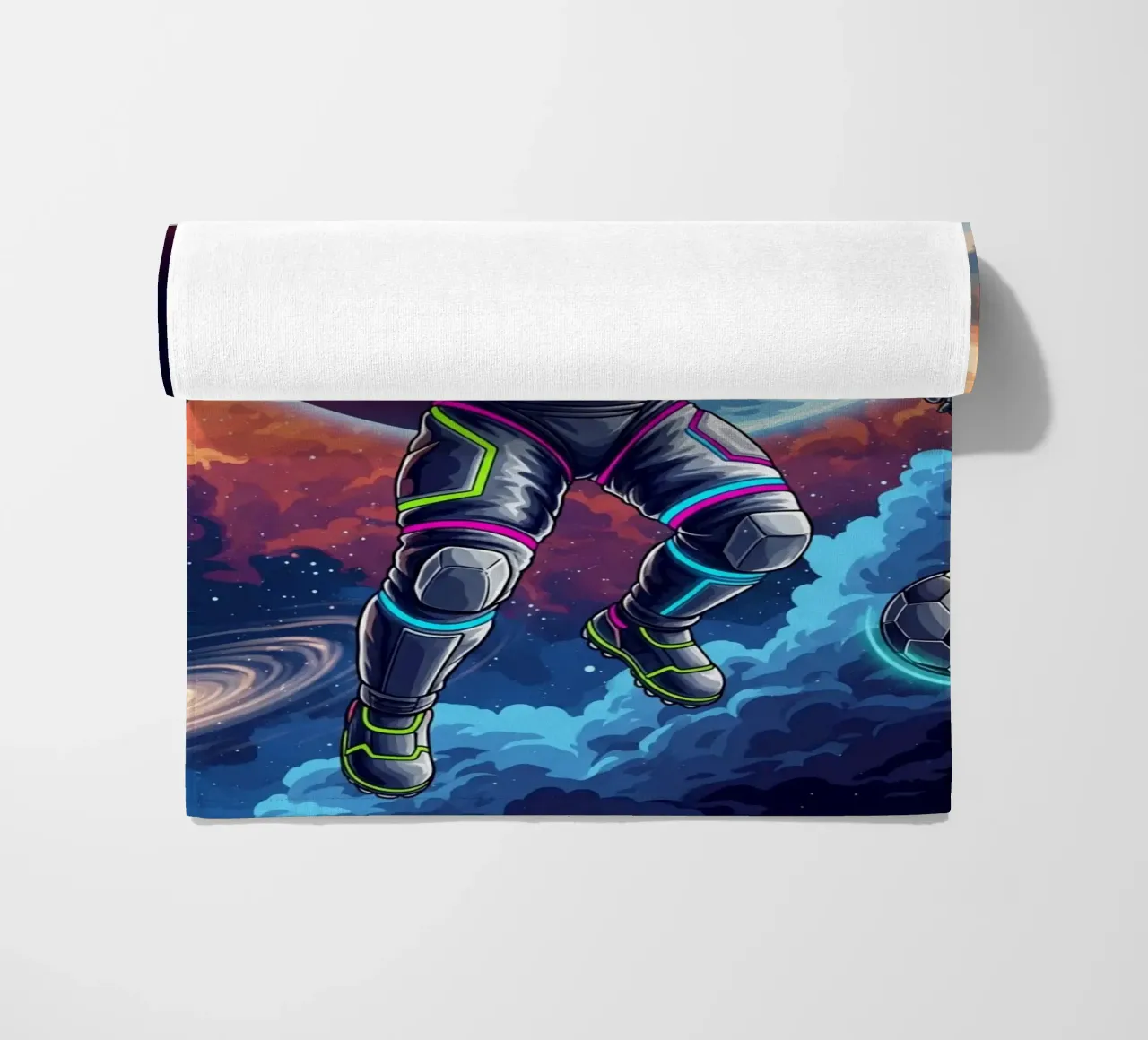 Astronauta che gioca a calcio telo mare da Lembayung art