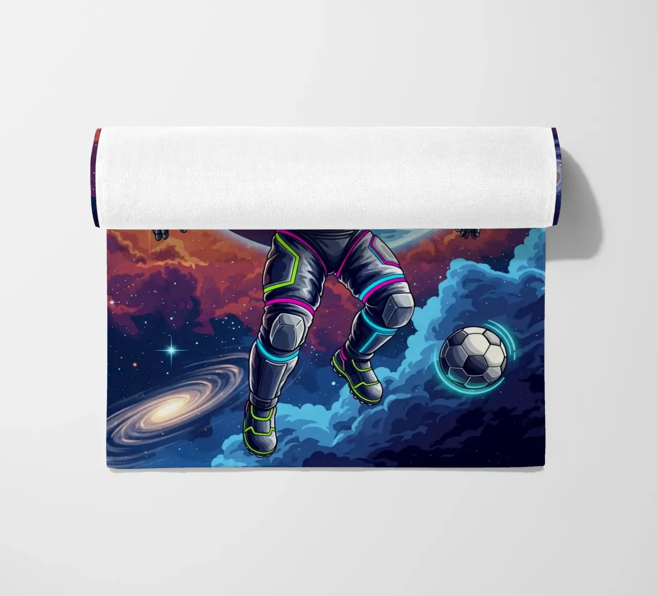 Astronauta che gioca a calcio telo mare da Lembayung art