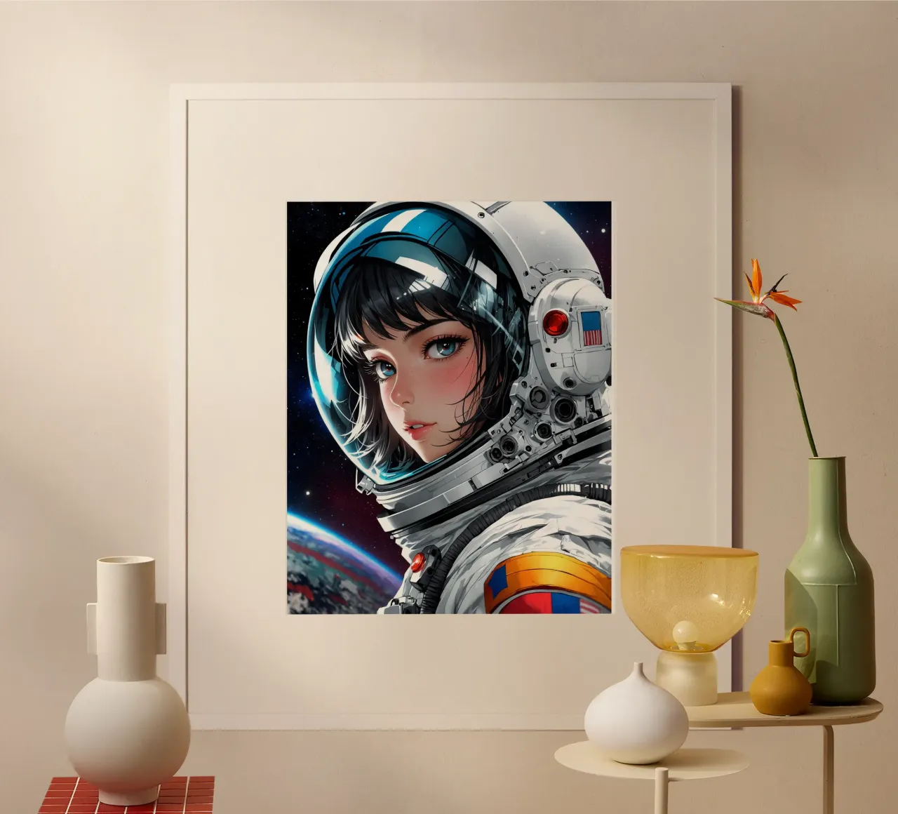Carino Anime ragazza astronauta poster da Voxel Visionaries