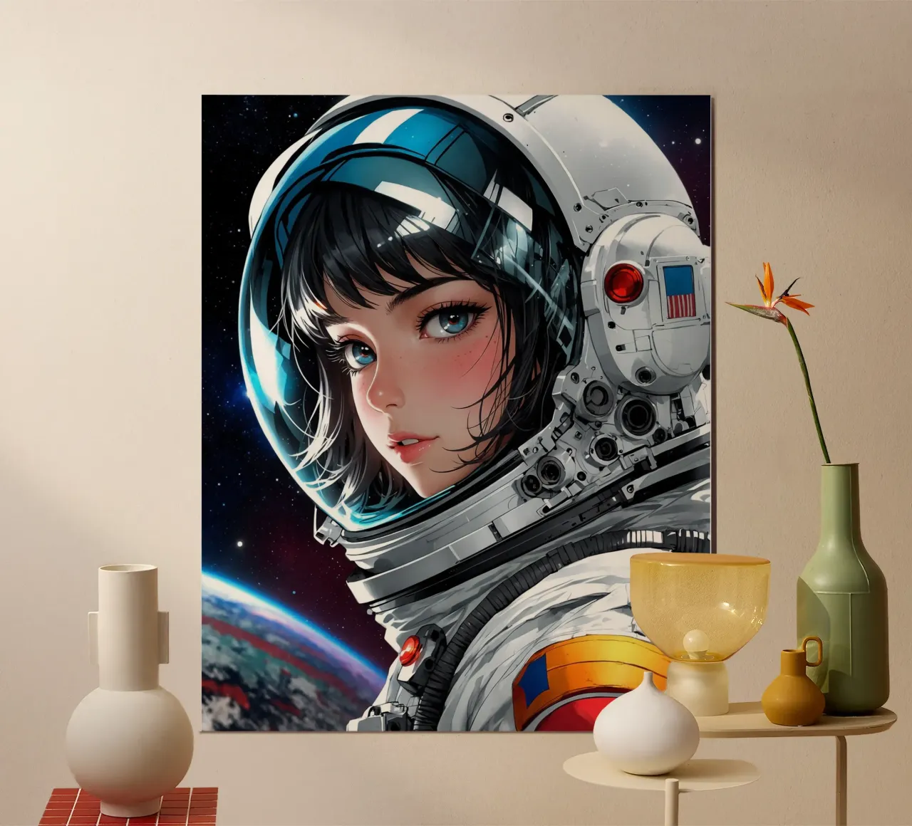 Carino Anime ragazza astronauta poster da Voxel Visionaries