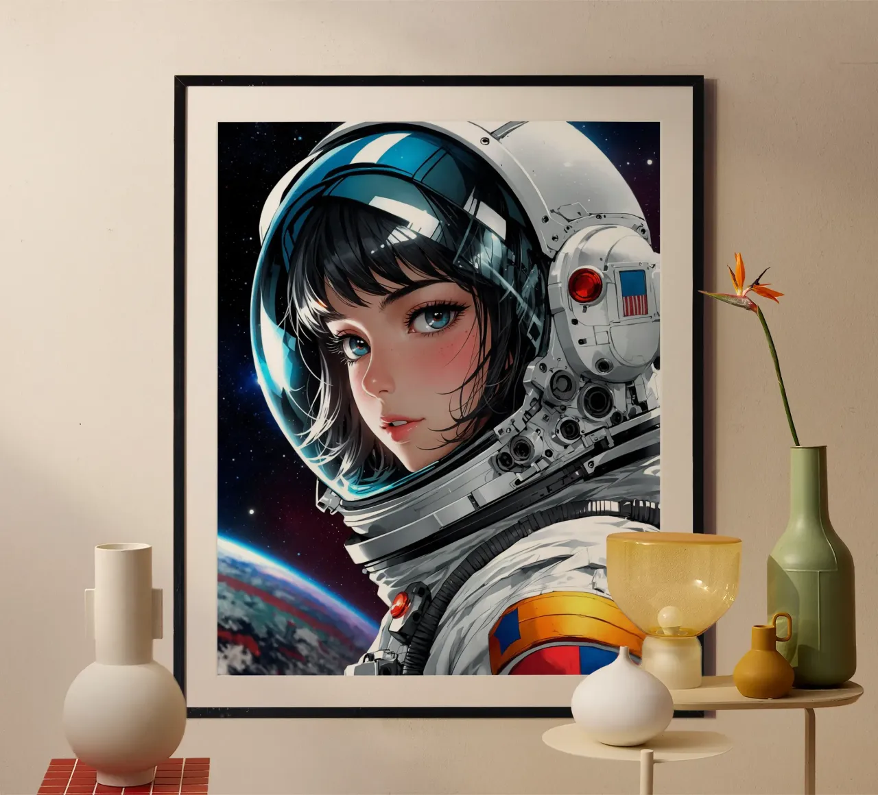 Carino Anime ragazza astronauta poster da Voxel Visionaries