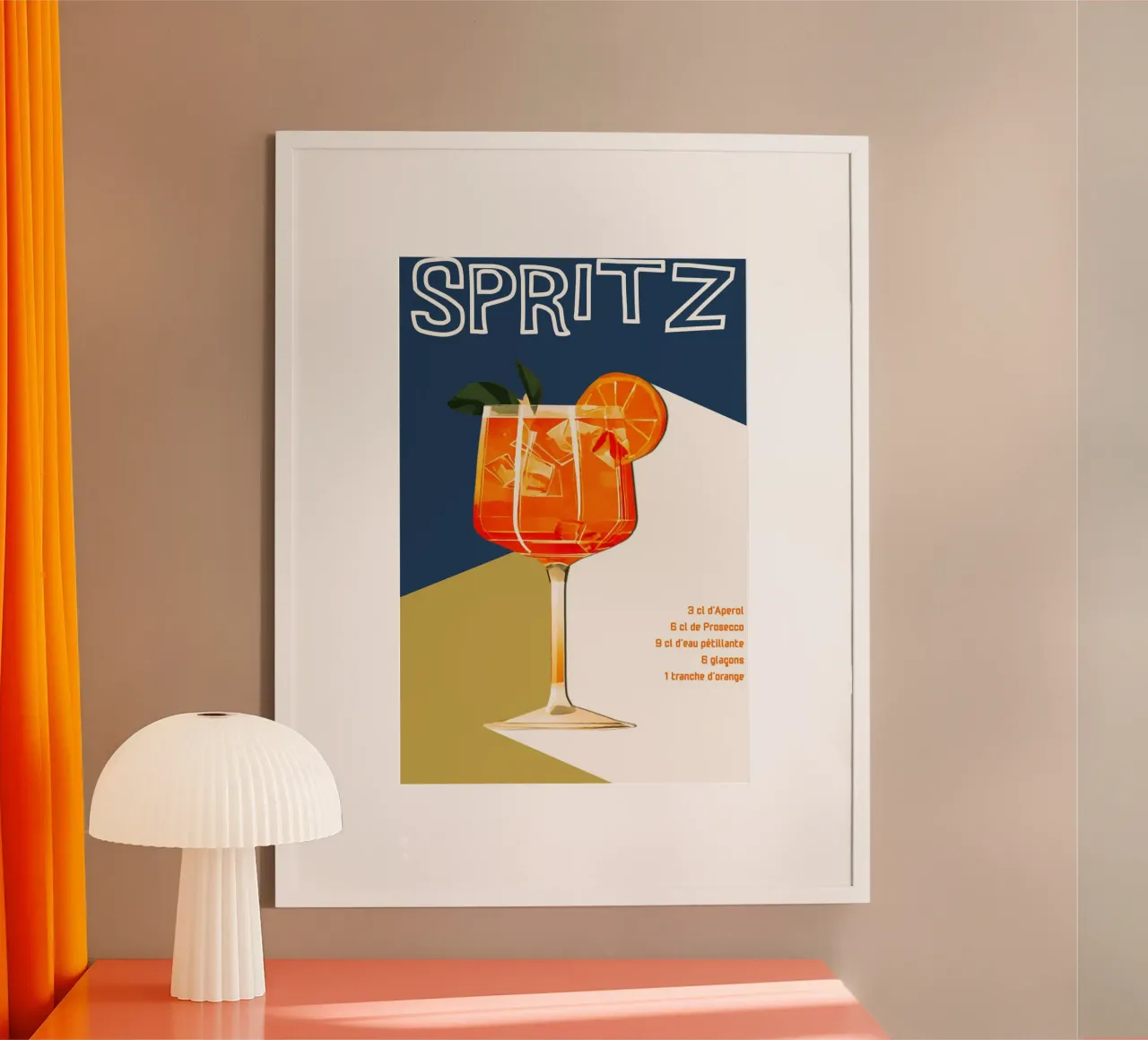 Bold Spritz Cocktail Recipe Art - Retro Style poster con telaio in alluminio da Une Affaire de Filles