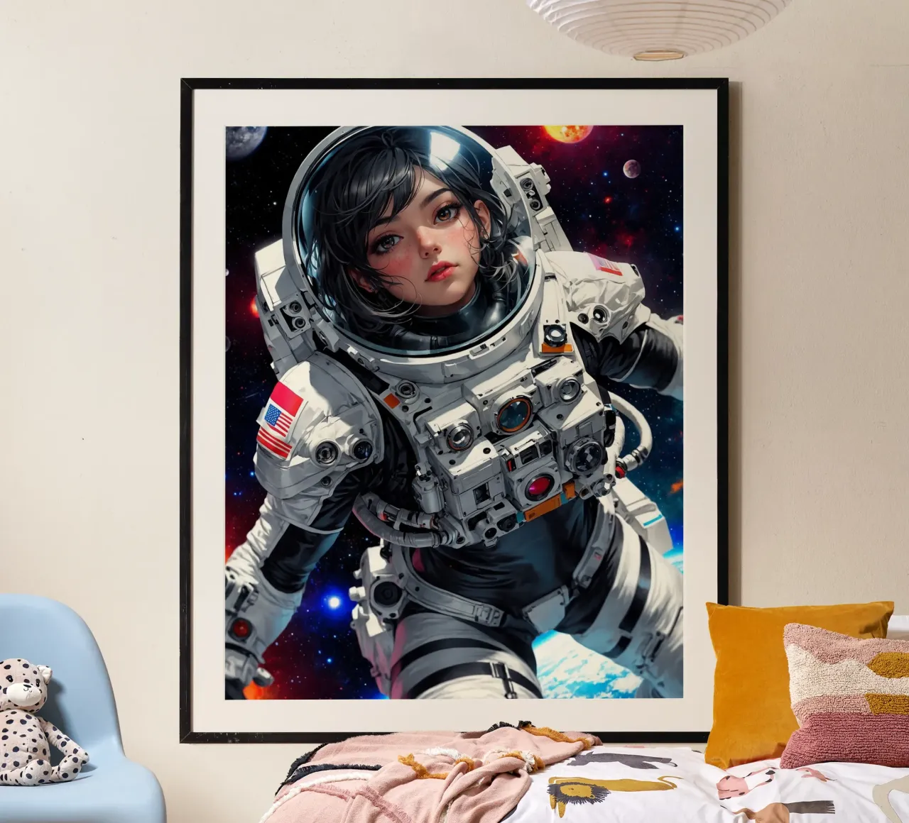 Carino Anime ragazza astronauta poster da Voxel Visionaries
