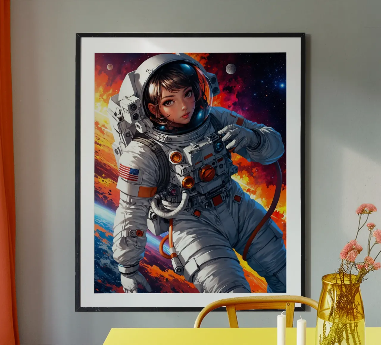 Carino Anime ragazza astronauta poster da Voxel Visionaries