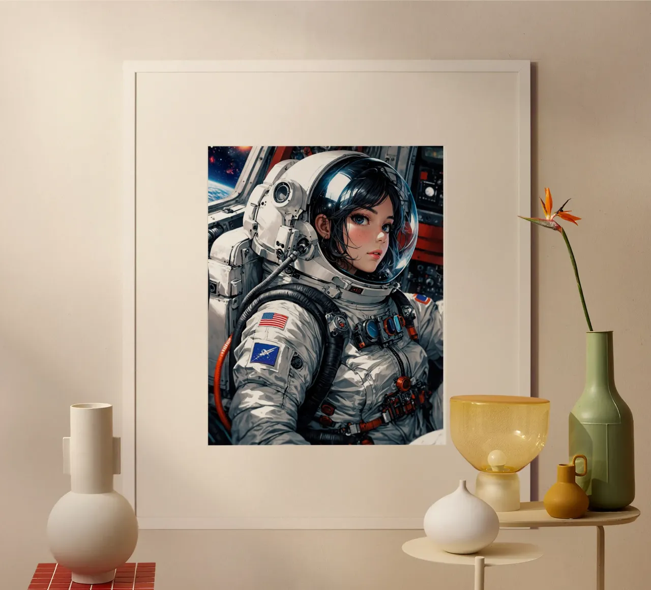 Carino Anime ragazza astronauta poster da Voxel Visionaries