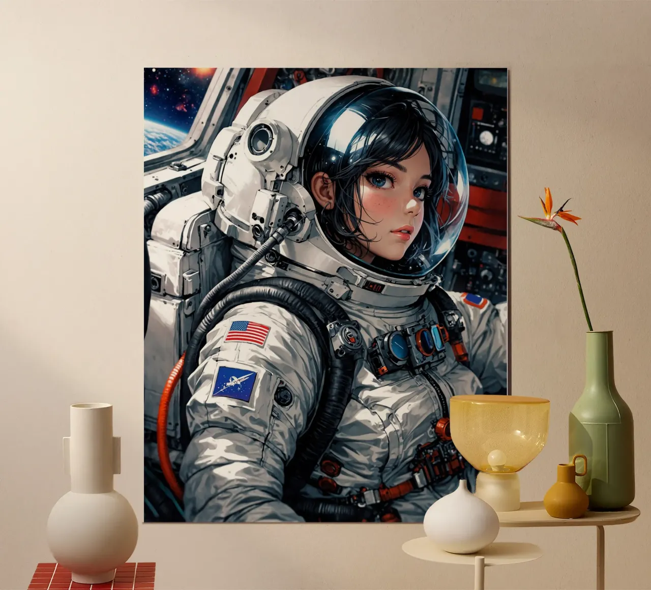 Carino Anime ragazza astronauta poster da Voxel Visionaries