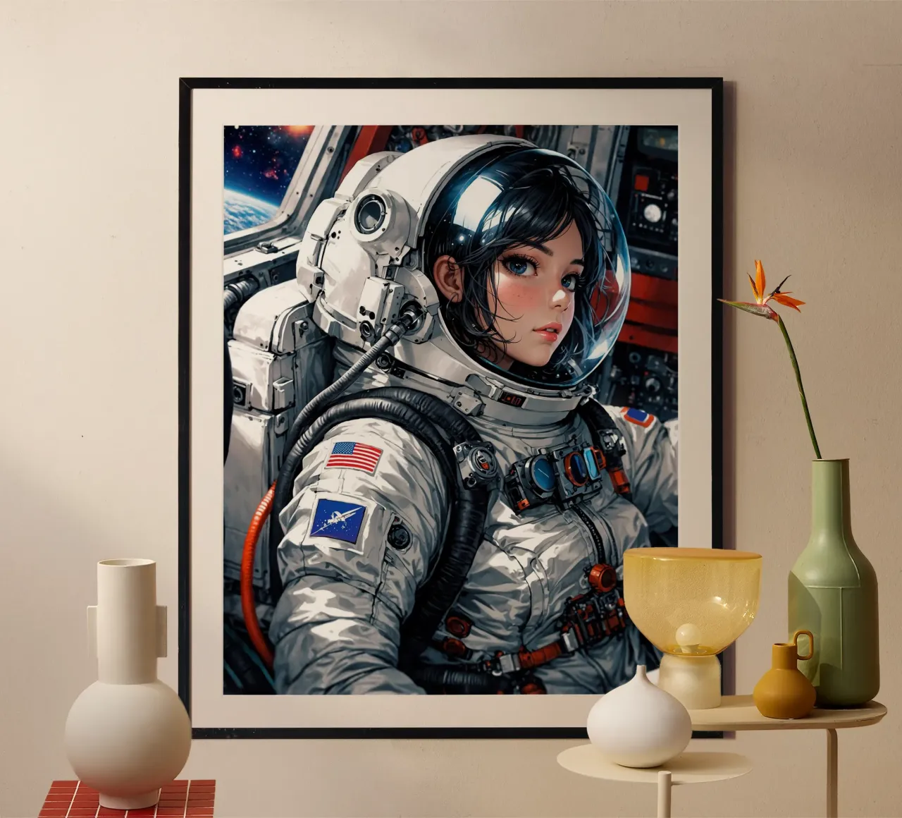 Carino Anime ragazza astronauta poster da Voxel Visionaries