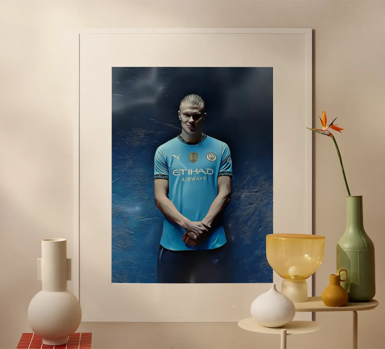 Erling Haaland Ritratto d'arte digitale poster con telaio in plastica da ArdanART