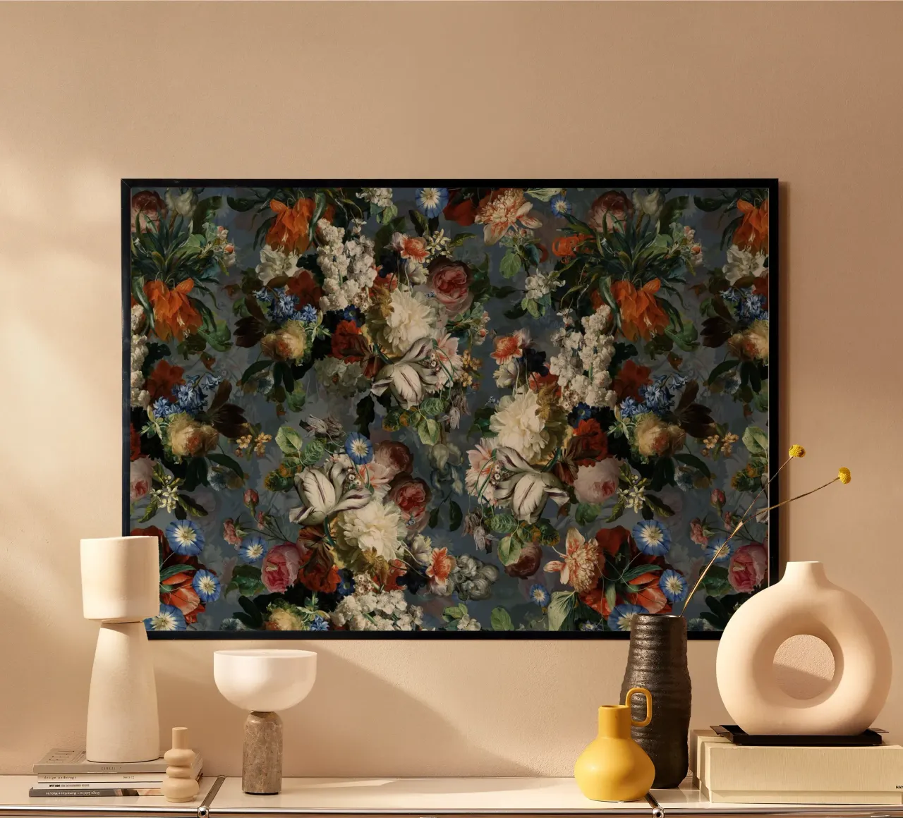 Bouquet floreale barocco d'epoca con rose e tulipani poster da Vintage World - Uta Naumann