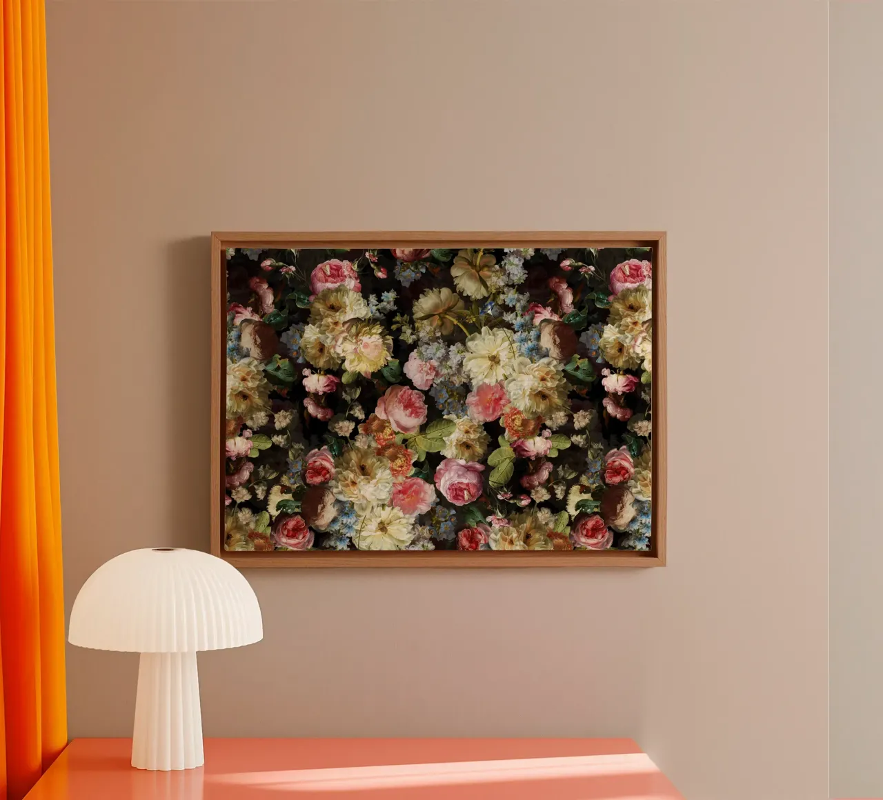 Bouquet floreale barocco vintage con rose e peonie tela con Cornice a cassetta da Vintage World - Uta Naumann
