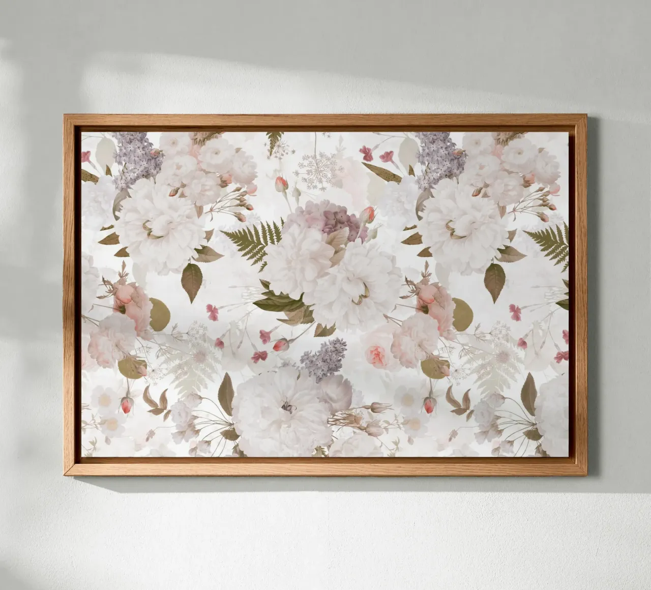 Morbide peonie vintage con rose felci e fiori delicati tela con Cornice a cassetta da Vintage World - Uta Naumann