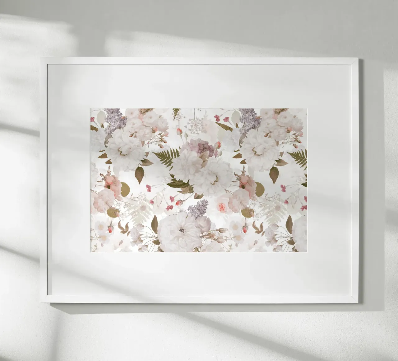 Morbide peonie vintage con rose felci e fiori delicati poster con telaio in plastica da Vintage World - Uta Naumann
