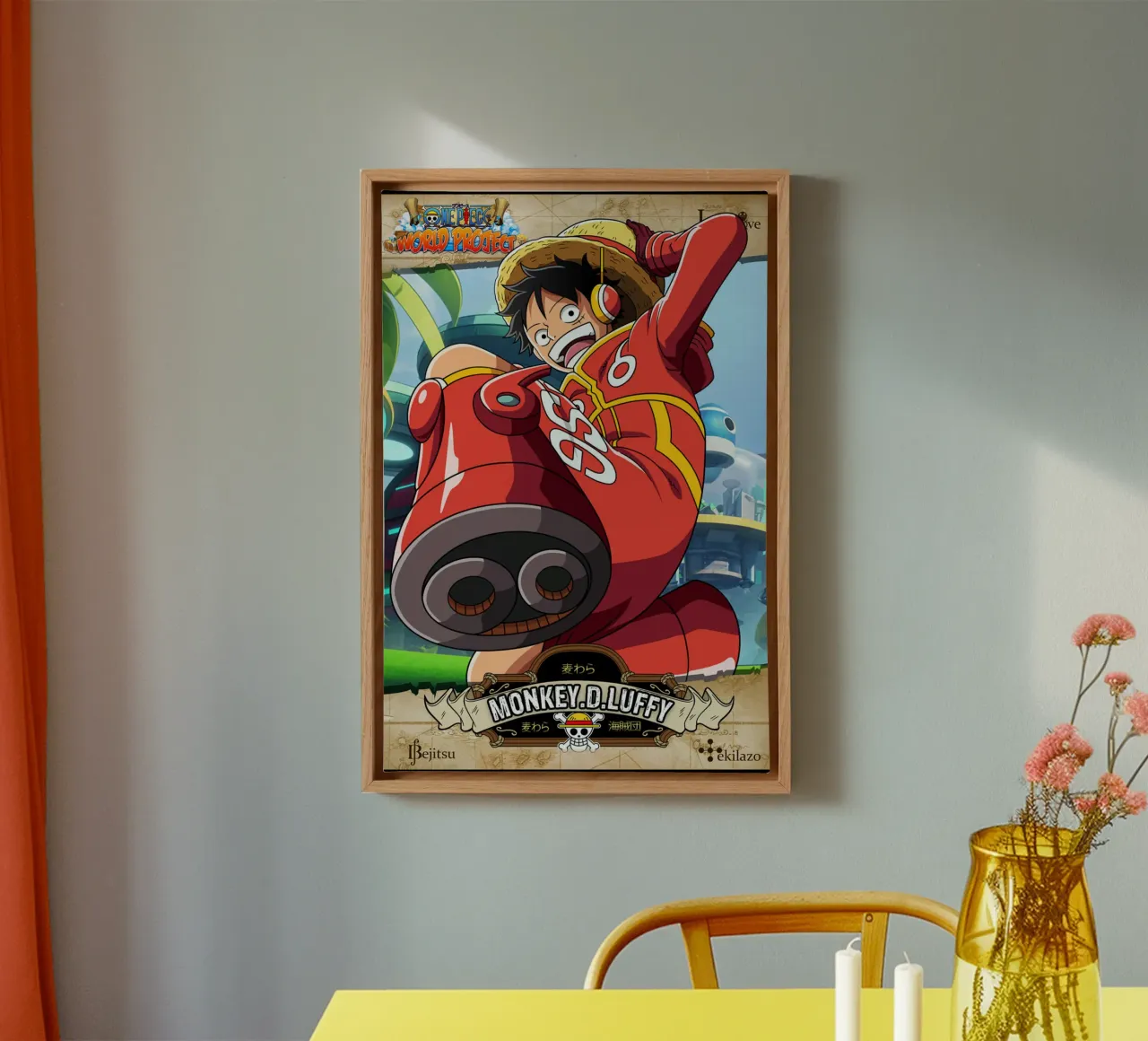Anime sui pirati d'azione - Monkey D Luffy tela con Cornice a cassetta da imstildreaming
